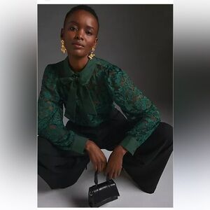 Dolan Emerald Green Lace Blouse